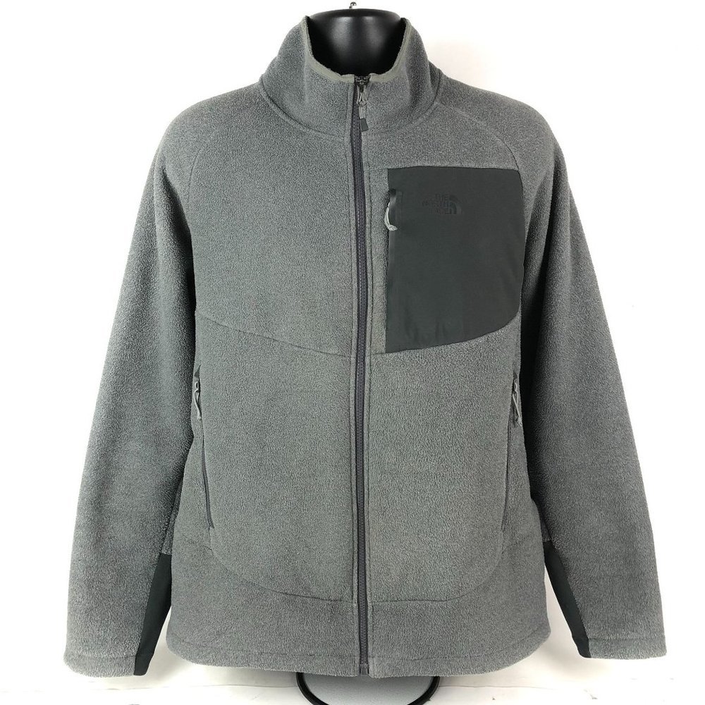 The North Face Men Gray‎  Size L Full Zip Jacket Zipped Chest